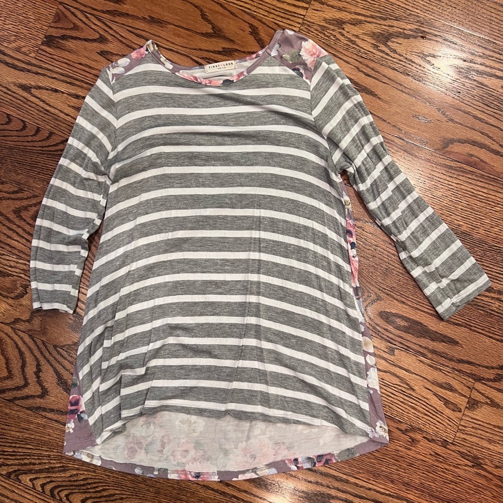 Women’s striped and floral knit top